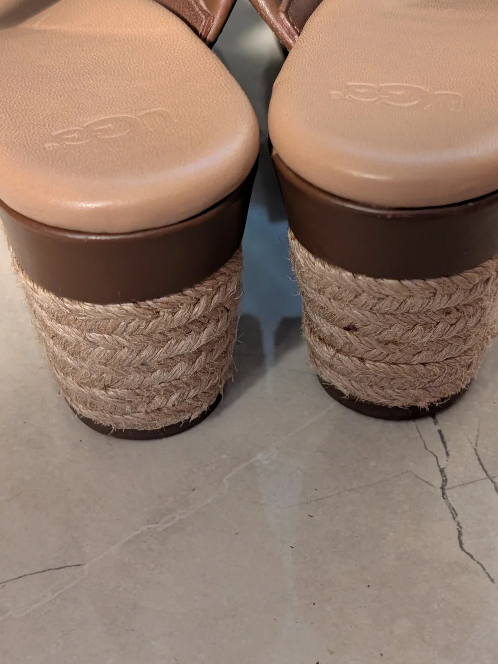 UGG Brown Braided-Strap Wedge Sandals